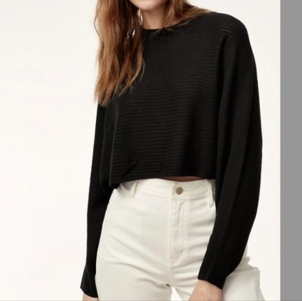 Wilfred Free Aritzia Black Cropped Sweater - Picture 1 of 13